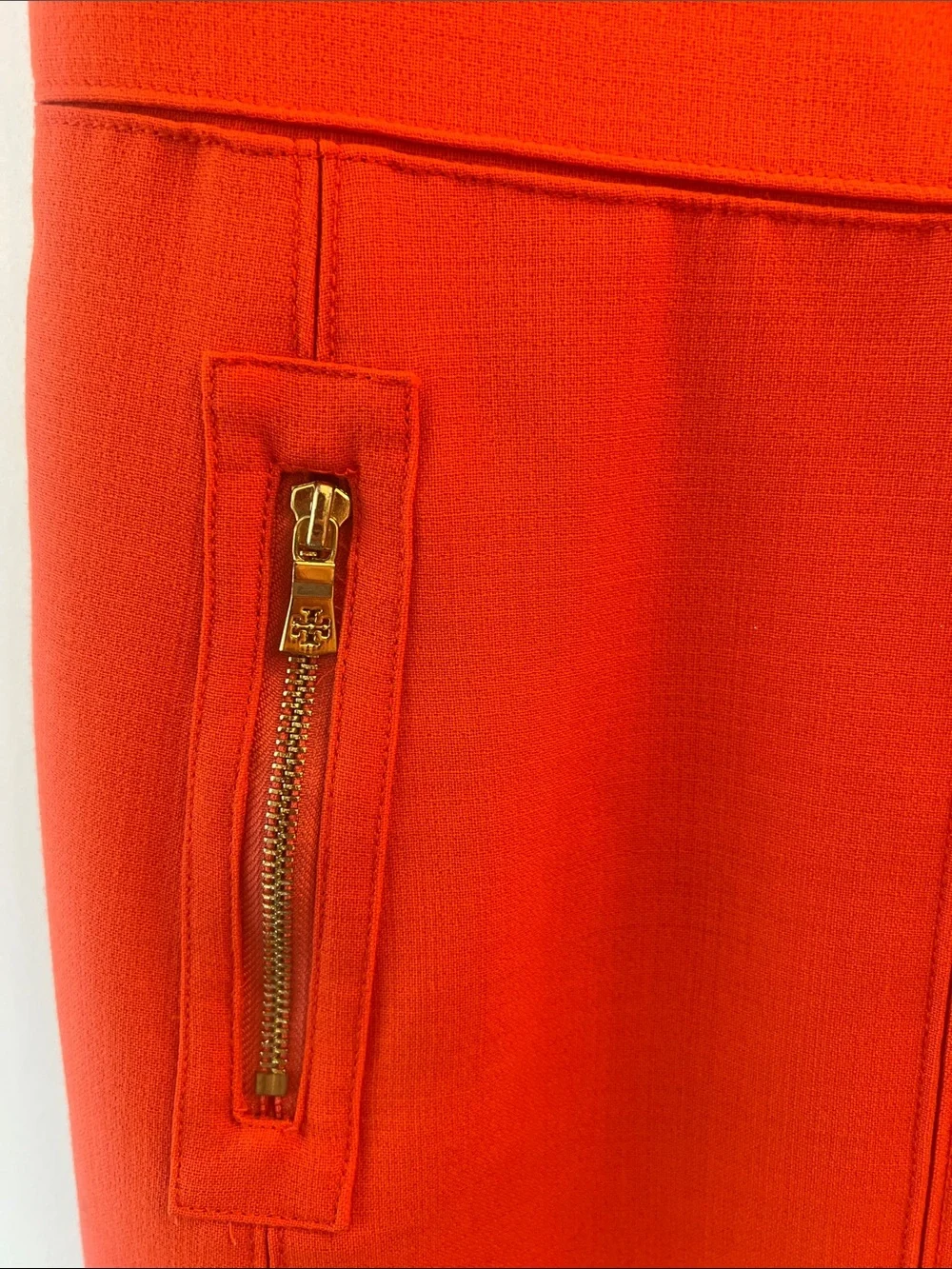 Tory Burch Sleeveless Orange Zip-Front Sheath Dress